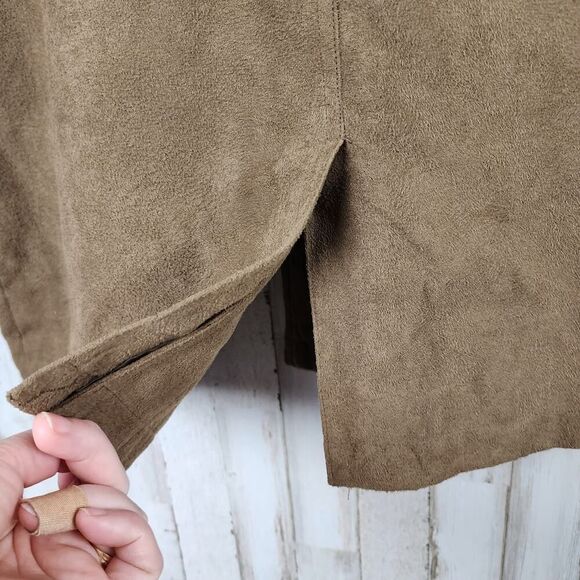 Coaco New York Lined Button Up Suede Car Coat Brown Size Small - Picture 8 of 12